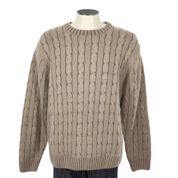 Jos A Bank Lambswool Cableknit Crew Sweater - Picture 2 of 5